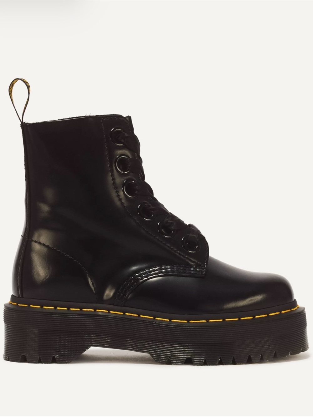 Dr. Martens Molly Leather Black Platform Lace-Up Boots - Picture 3 of 16